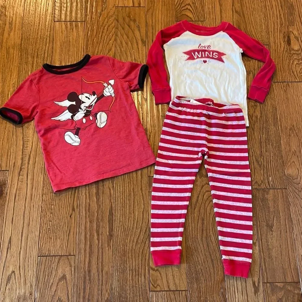 4t love themed pajama and shirt bundle set